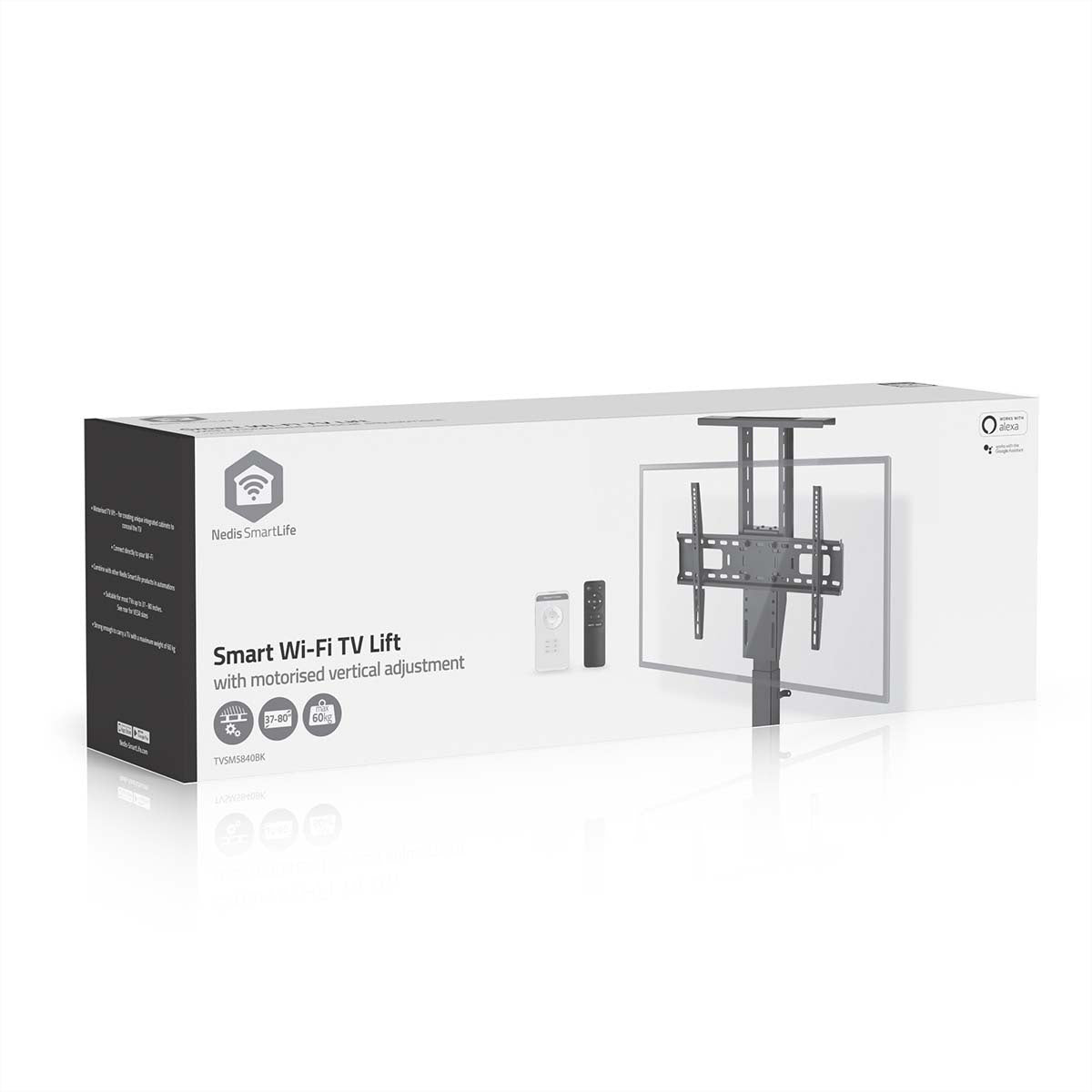 Nedis Wandlift (bodenstehend) – 37–80" – VESA 200×200–600×400 – bis 60 kg, Motorisiert – TVSM5840BK