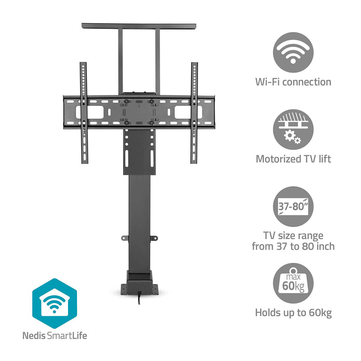 Nedis Wandlift (bodenstehend) – 37–80" – VESA 200×200–600×400 – bis 60 kg, Motorisiert – TVSM5840BK