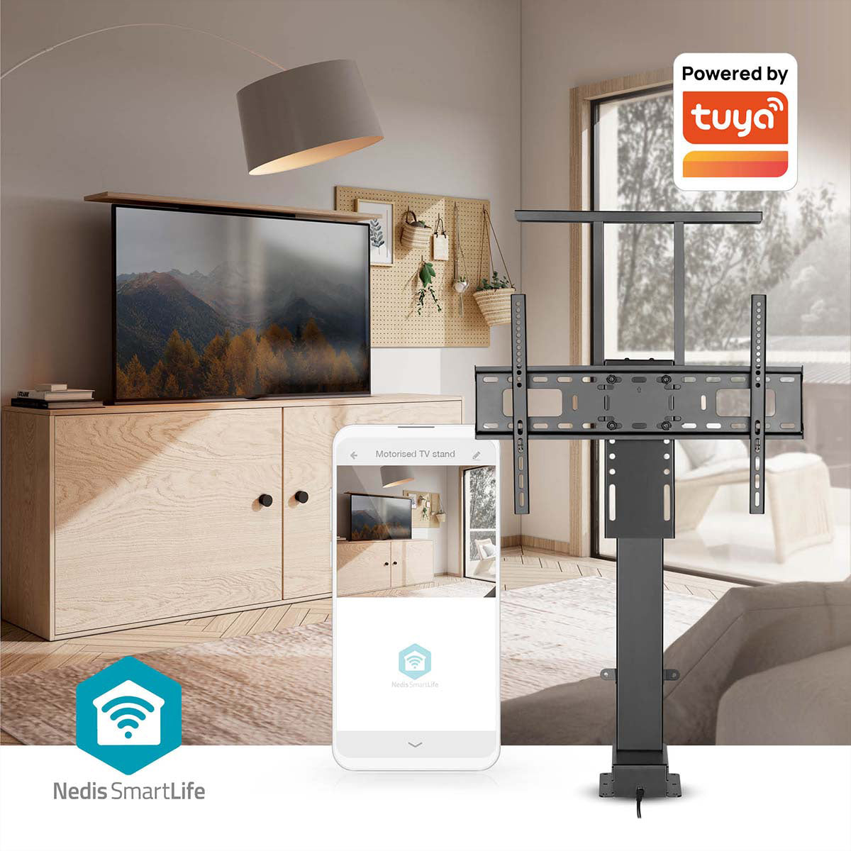 Nedis Wandlift (bodenstehend) – 37–80" – VESA 200×200–600×400 – bis 60 kg, Motorisiert – TVSM5840BK