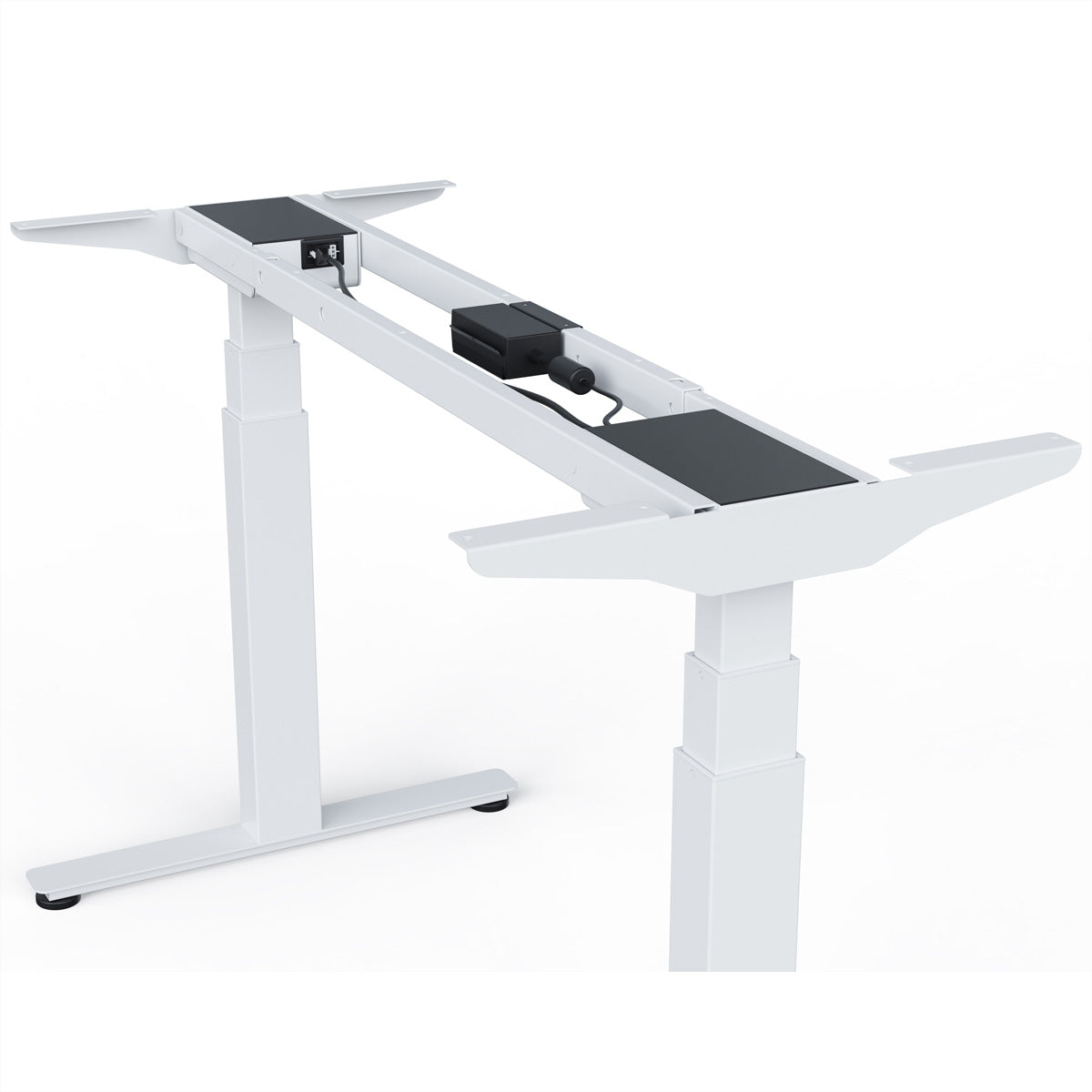 WRK21 – Höhenverstellbarer Tisch, 66,5–130,5 cm, 120 kg, Weiss, Stahl, für Tischplatten 100–200 × 60–90 cm