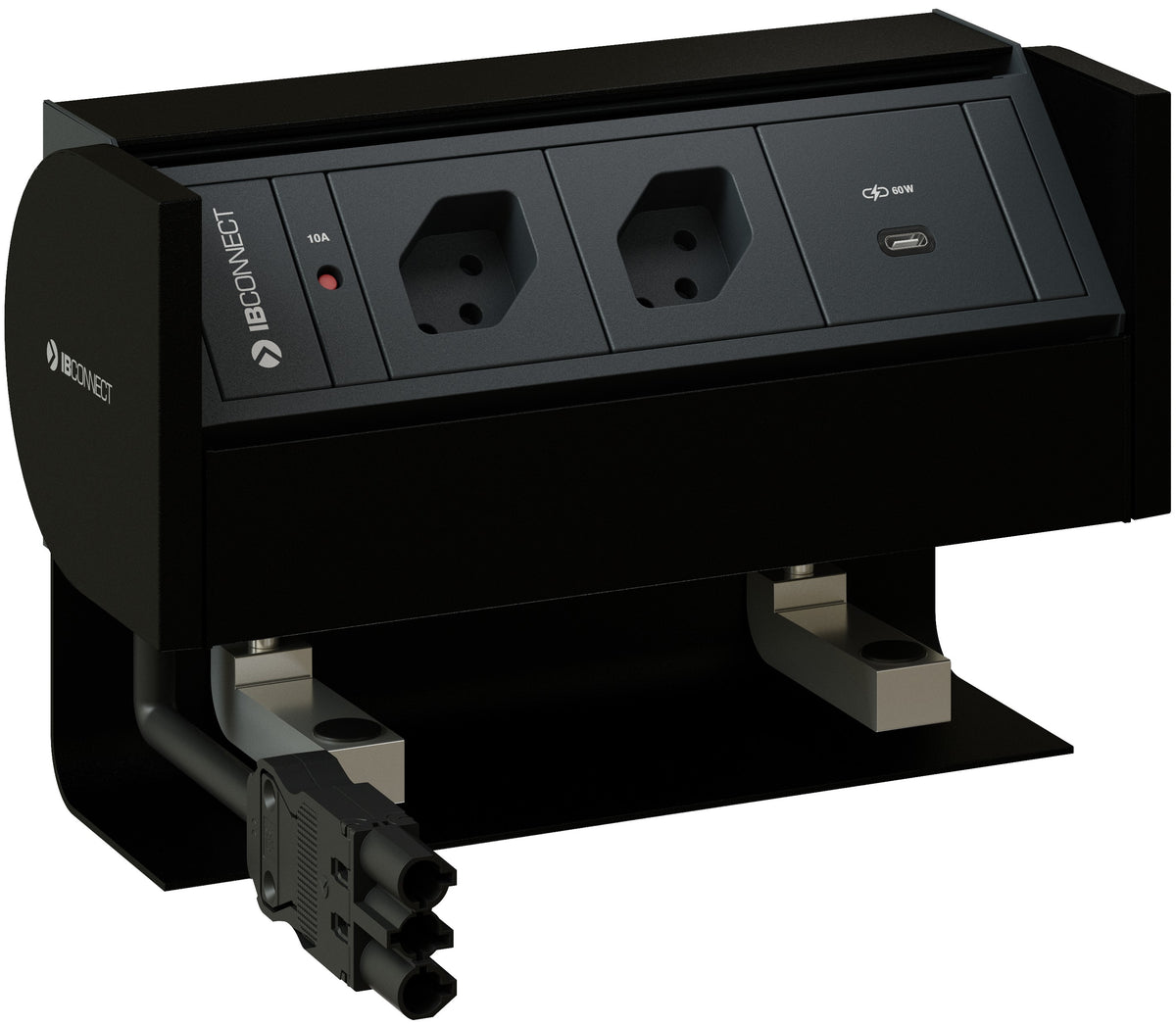 Max hauri connect Max Hauri PRISMA Einbausteckdosenleiste, 2×T13, 1×USB-C PD 60 W, Einbau, Eingang T12, 3 m – Schwarz/Anthrazit