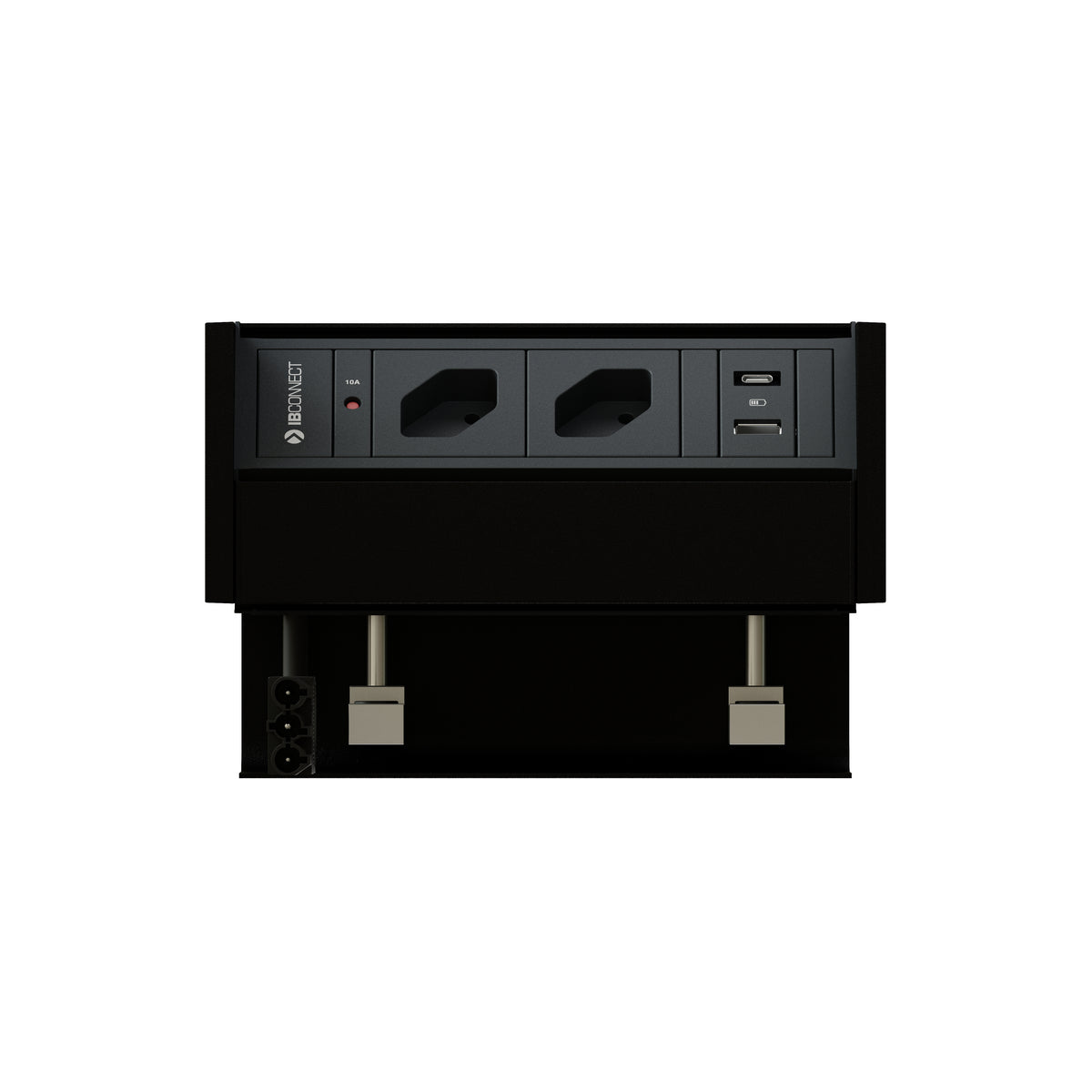 Max hauri connect Max Hauri PRISMA Einbausteckdosenleiste, 2×T13, 1×USB‑A 15 W + 1×USB‑C 15 W, Einbau 1–30 mm, 3 m – schwarz