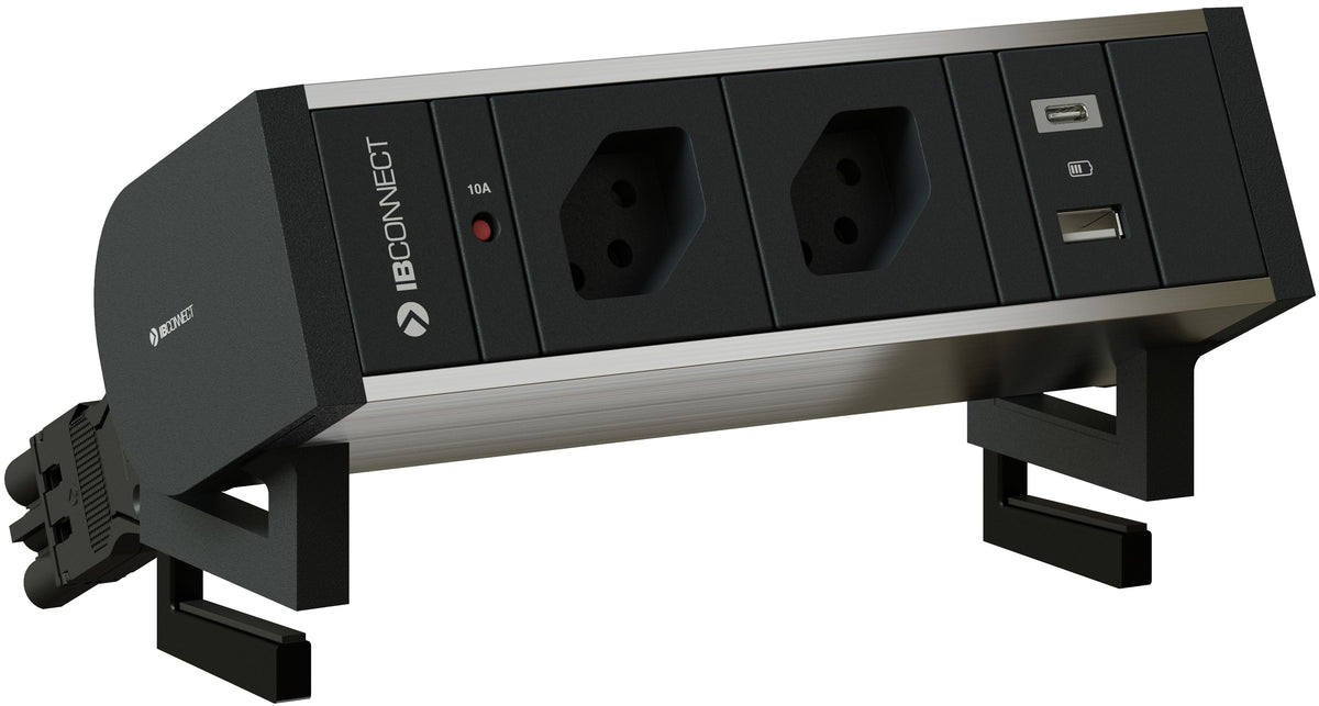 Max hauri connect SUPRA Steckdoseneinheit – T13×2, USB-C×1, USB-A×1 – USB total 20 W (C 15 W, A 10 W) – Zuleitung T12, 0,3 m