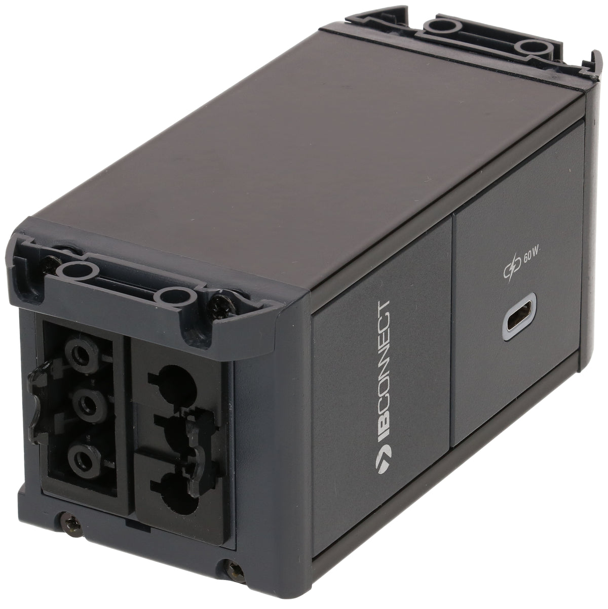 Max Hauri Connect Steckdoseneinheit 60 W – USB-C×1, PD 3.0 – Plattenstärke 1–40 mm – Schwarz