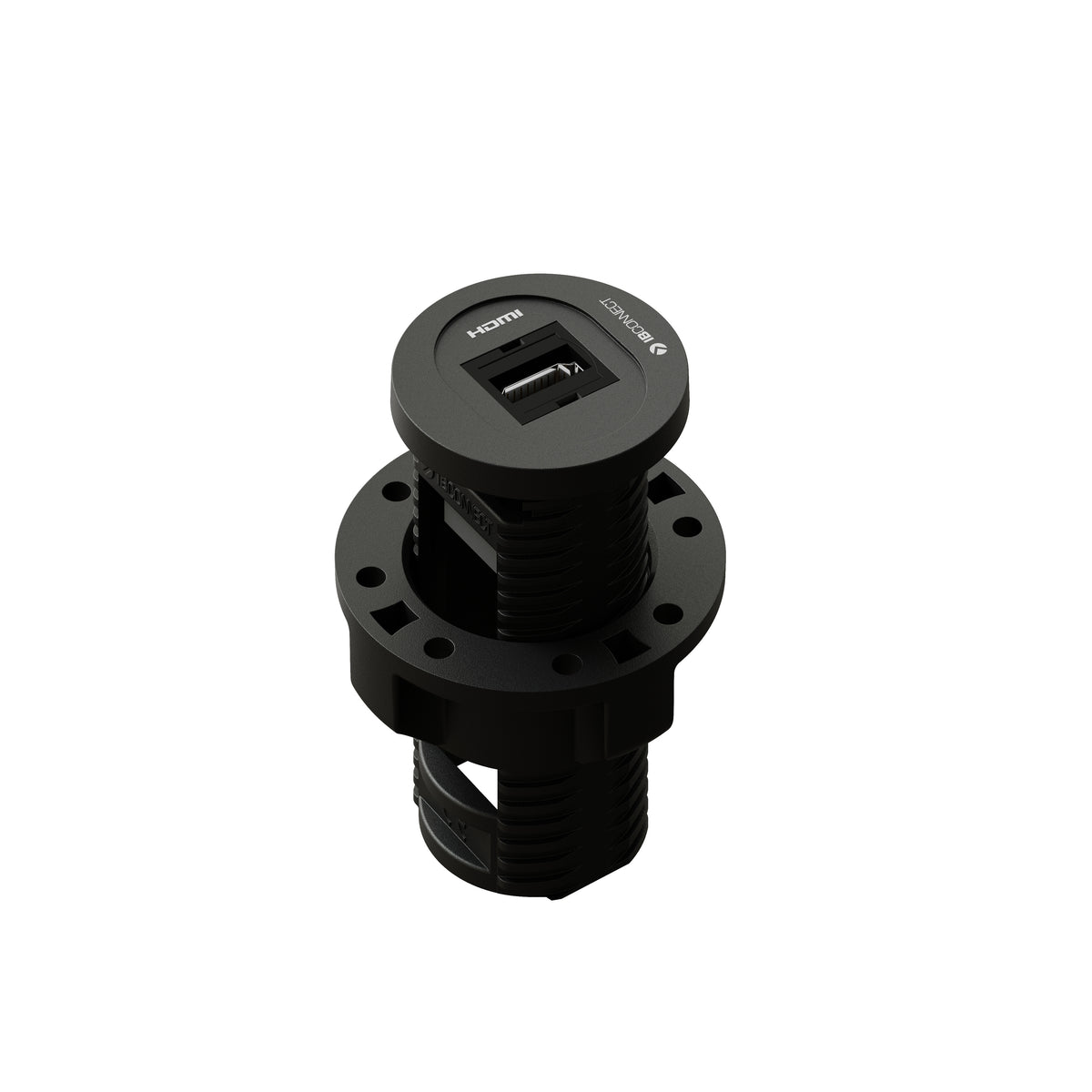 Max hauri connect BIT – Steckdoseneinheit, 1× HDMI, Ausschnitt 32 mm, für Plattenstärke 1–40 mm, schwarz