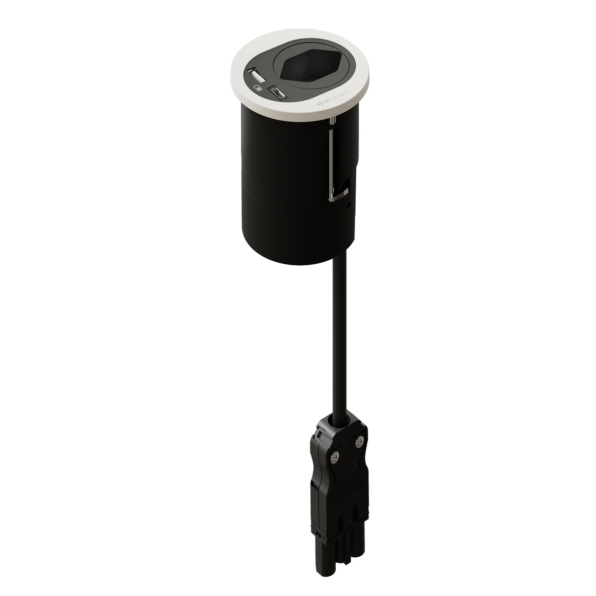 Max hauri connect Max Hauri ATOM Steckdoseneinheit – 1×T13, USB‑A 10 W + USB‑C 7,5 W, Einbau, 3,0 m Zuleitung, Weiss