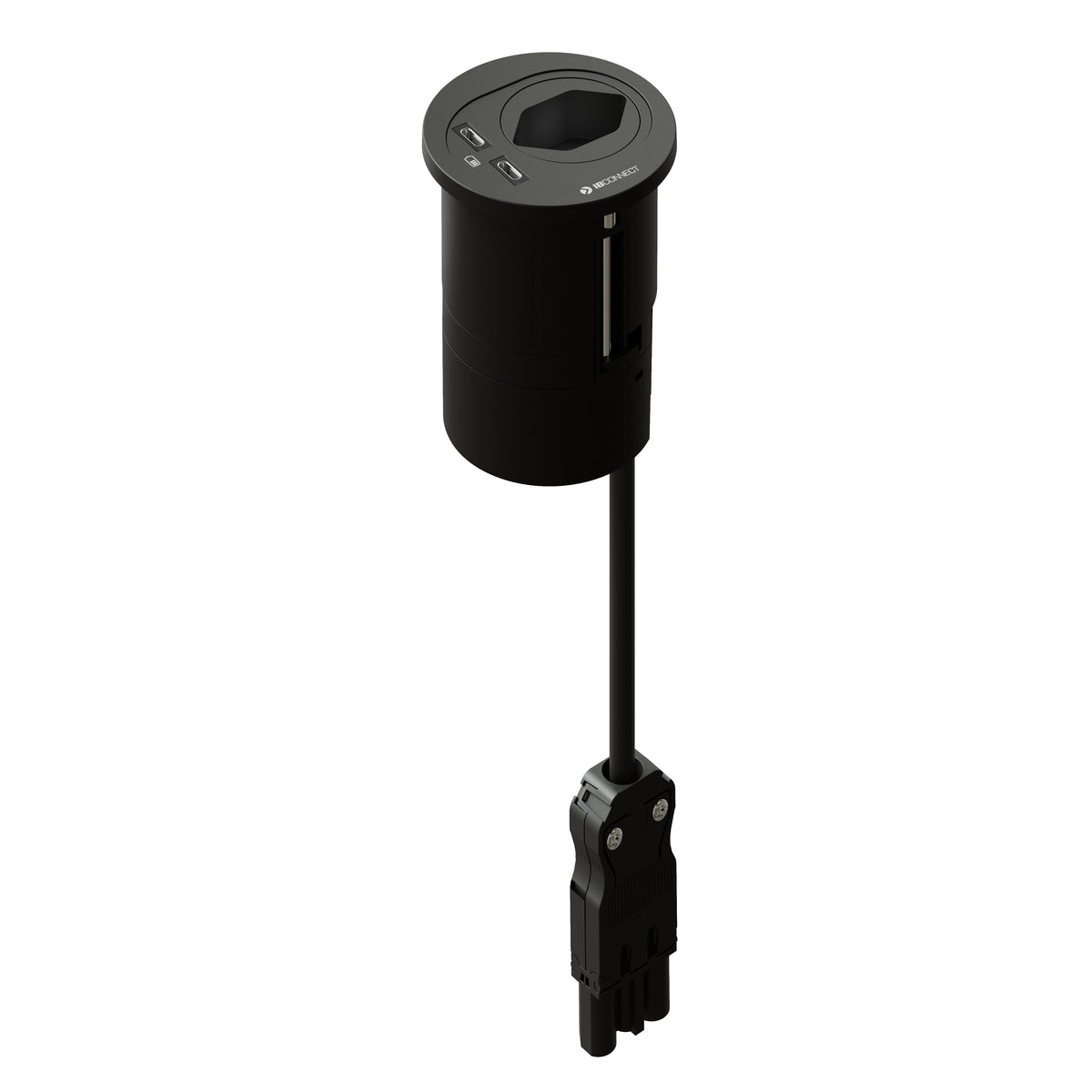 Max Hauri Connect ATOM Steckdoseneinheit T13 1× – USB‑C×2 – 3,0 m Kabel – Erhöhter Berührungsschutz