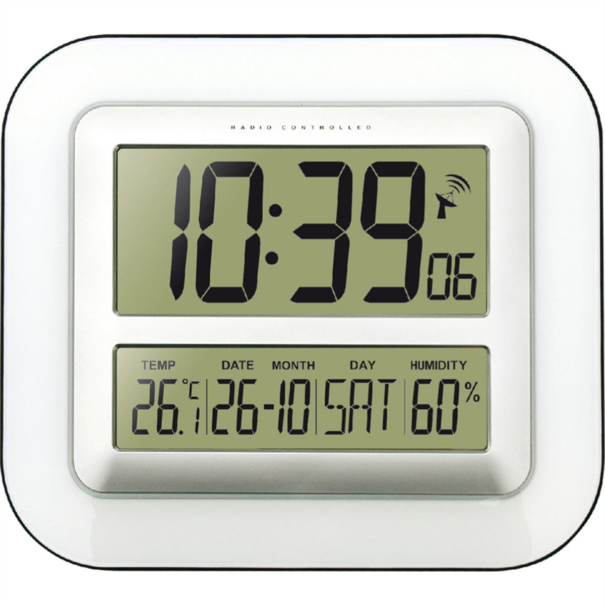 Technoline WS8006 Digitalwecker – Funk, Thermometer & Hygrometer, 26,6 × 18,0 × 3,0 cm, Schwarz, Kunststoff