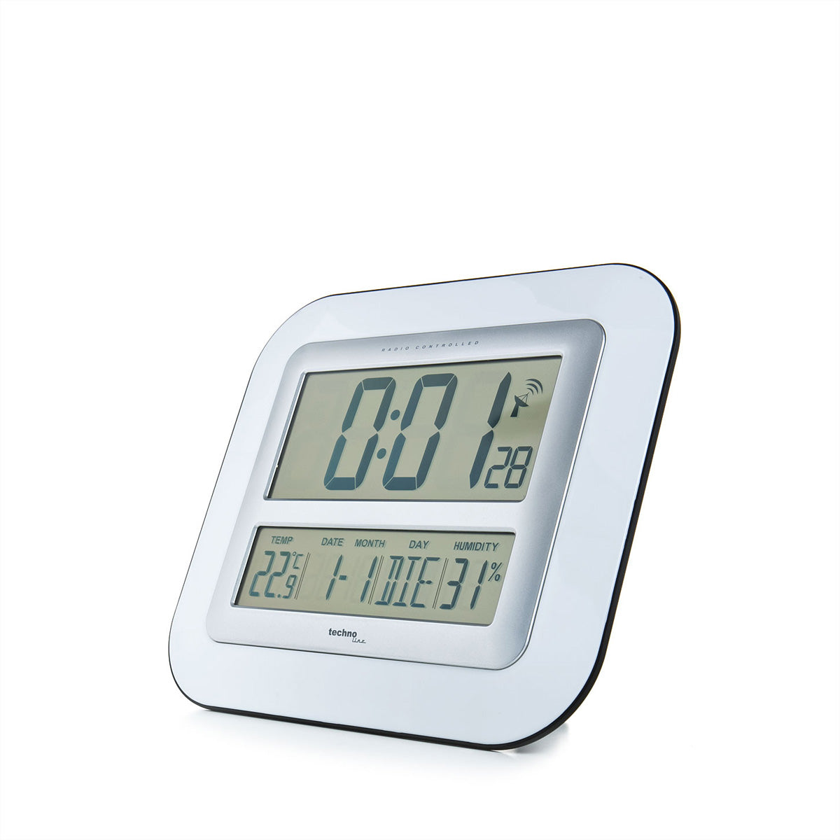 Technoline WS8006 Digitalwecker – Funk, Thermometer & Hygrometer, 26,6 × 18,0 × 3,0 cm, Schwarz, Kunststoff