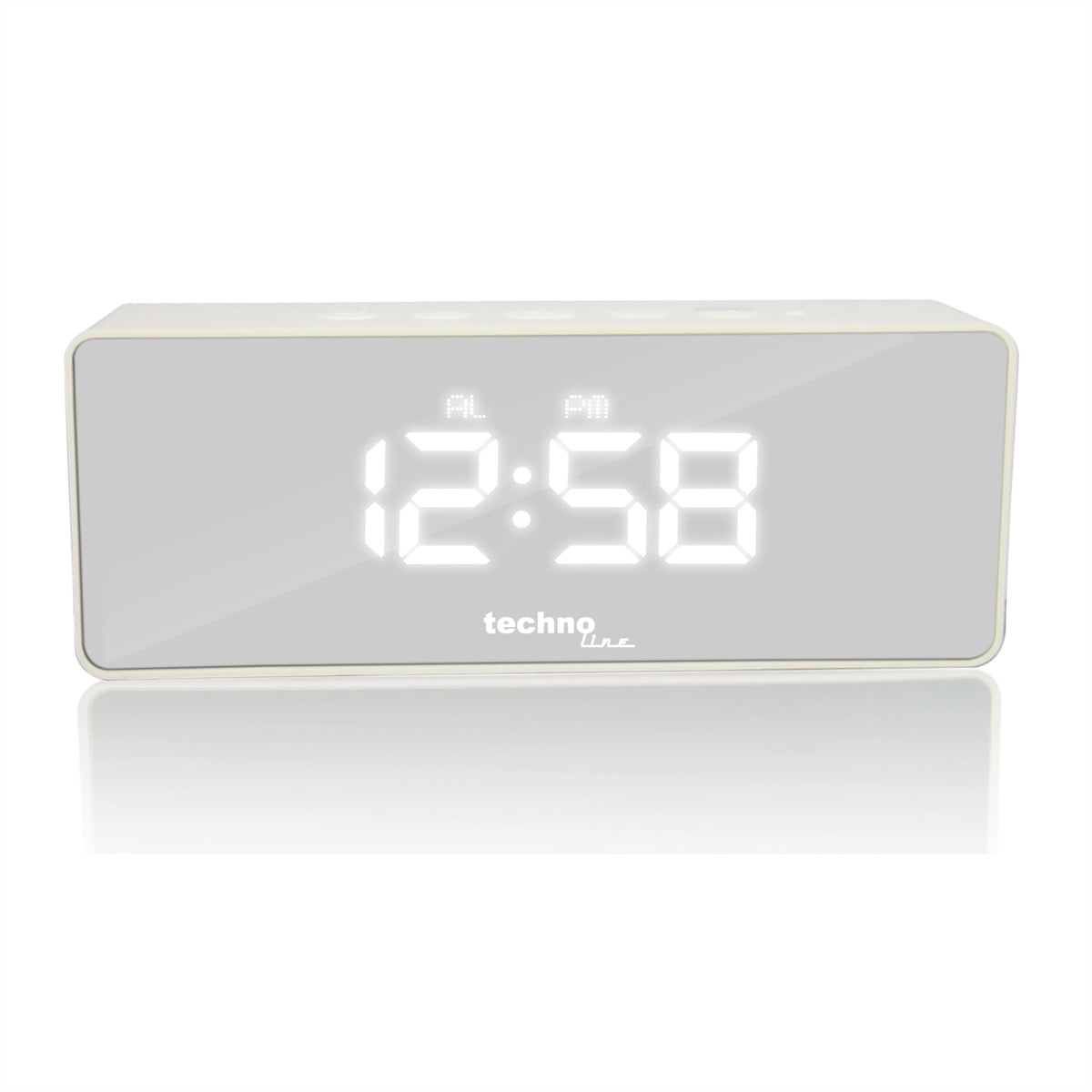 Technoline Digitalwecker – Funk, Snooze, Thermometer, 3,5 × 5,3 × 14,0 cm, Weiss