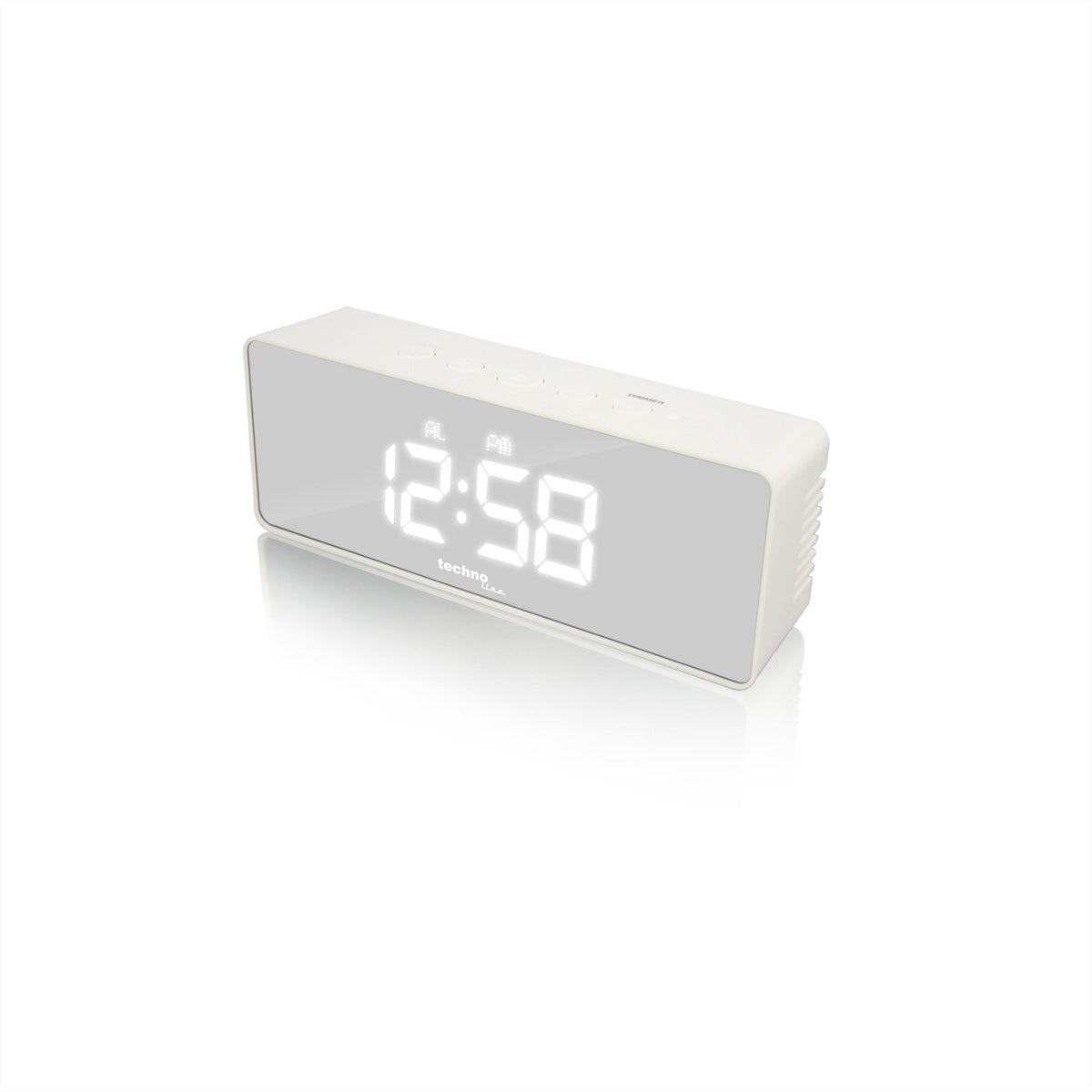 Technoline Digitalwecker – Funk, Snooze, Thermometer, 3,5 × 5,3 × 14,0 cm, Weiss