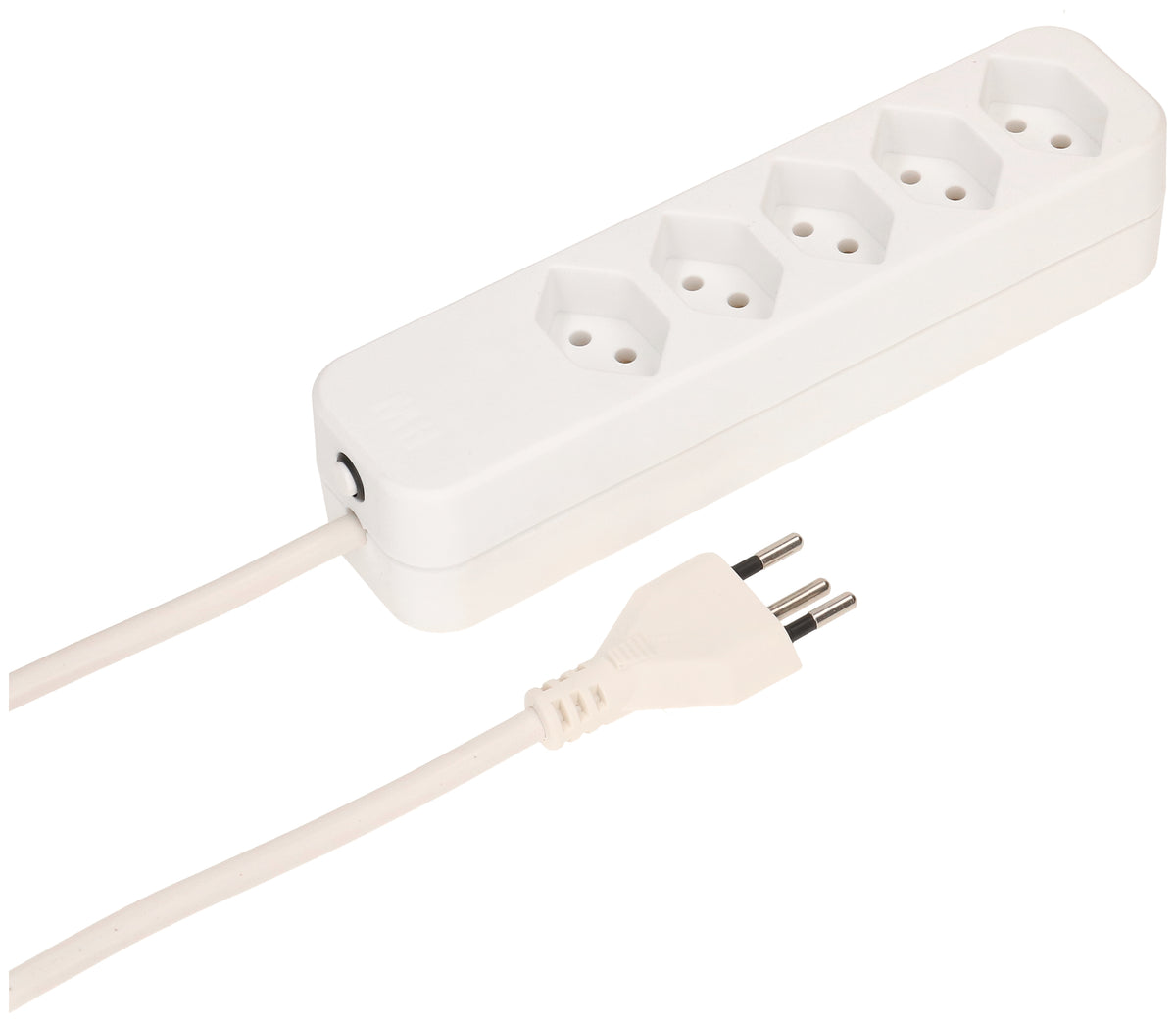 Max hauri split Swiss Line – Steckdosenleiste, 5× T13, 5,0 m, Stecker T12, mit Überstromschutz, weiss
