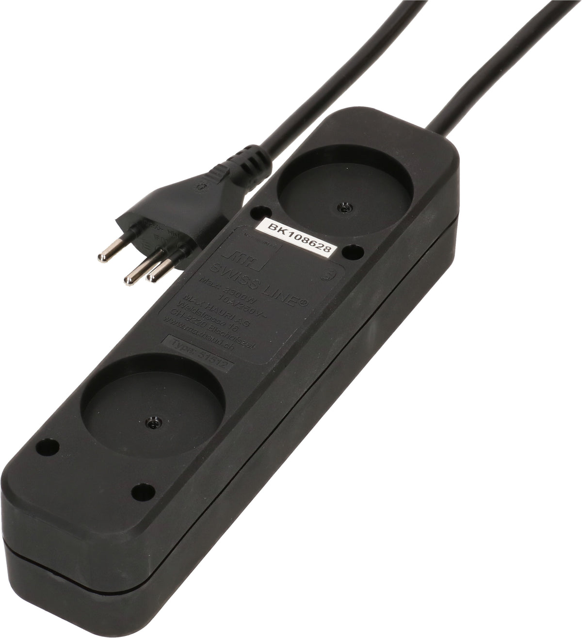 Max hauri split Swiss Line – Steckdosenleiste, 5× T13, mit Überstromschutz, 3 m, Stecker T12