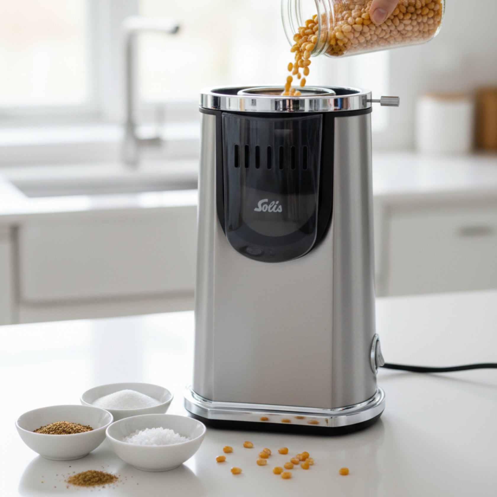 Solis Popcornmaschine Pop & Fun Typ 8504 – 80 g, 1 200 W – Edelstahl
