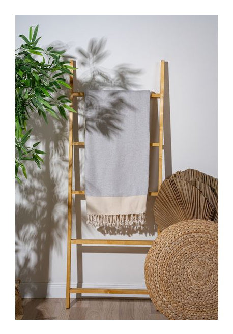 Foutastic Strandtuch Baliksirti – 90 × 180 cm, Beige/Grau, 90% Baumwolle/10% Polyester