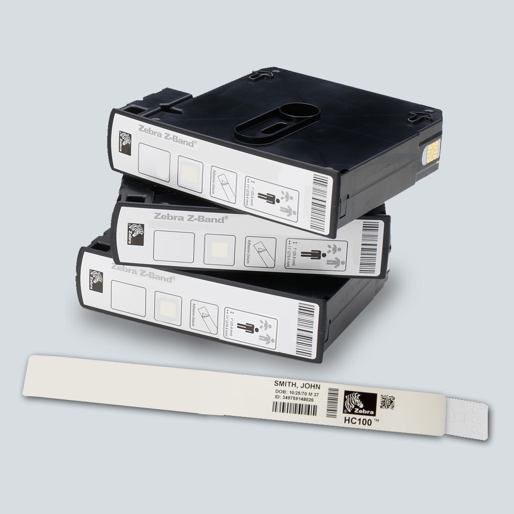 Zebra Armbandetiketten Z-Band Direct, 25 mm × 279 mm, weiss, für HC100, ZD510