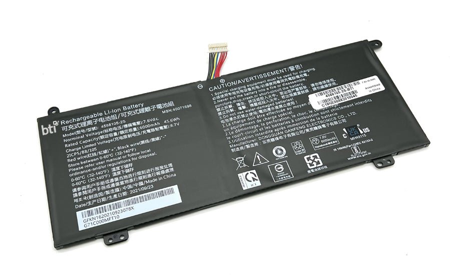 BTI Notebook-Akku – für Dell – 45 Wh, 7,6 V, 2 Zellen – Schwarz