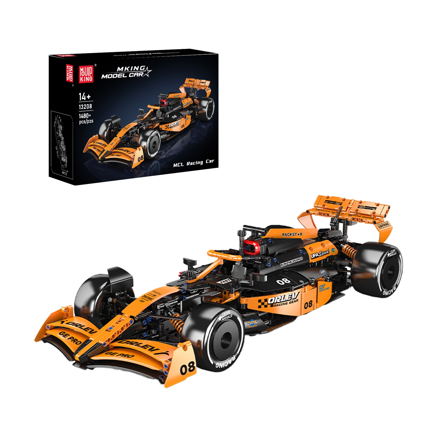 Mould King MCL Rennwagen 1:8 – 1480-teilig – 23,8 × 13,2 × 60,8 cm – ab 14 J.
