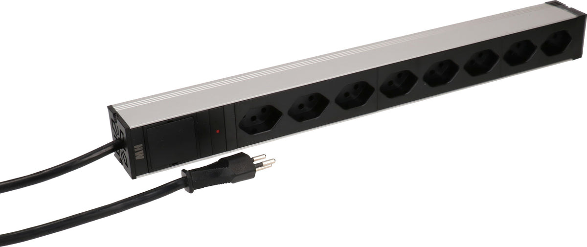 Max hauri split Max Hauri Rack-PDU – 1U, T12–8× T13, 230 V/10 A, 3 m, mit Überstromschutz, schwarz