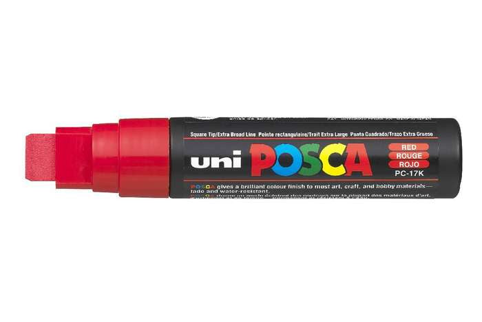 Uni-Ball POSCA PC-17K Kreativ-/Pigmentmarker – Keilspitze 15 mm, rot – für viele Oberflächen