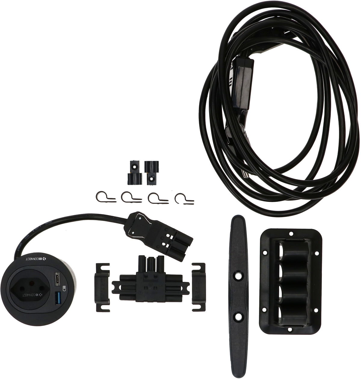Max Hauri connect ATOM Einbausteckdosenleiste, 1×T13, Einbau Ø 60 mm 10–40 mm – schwarz