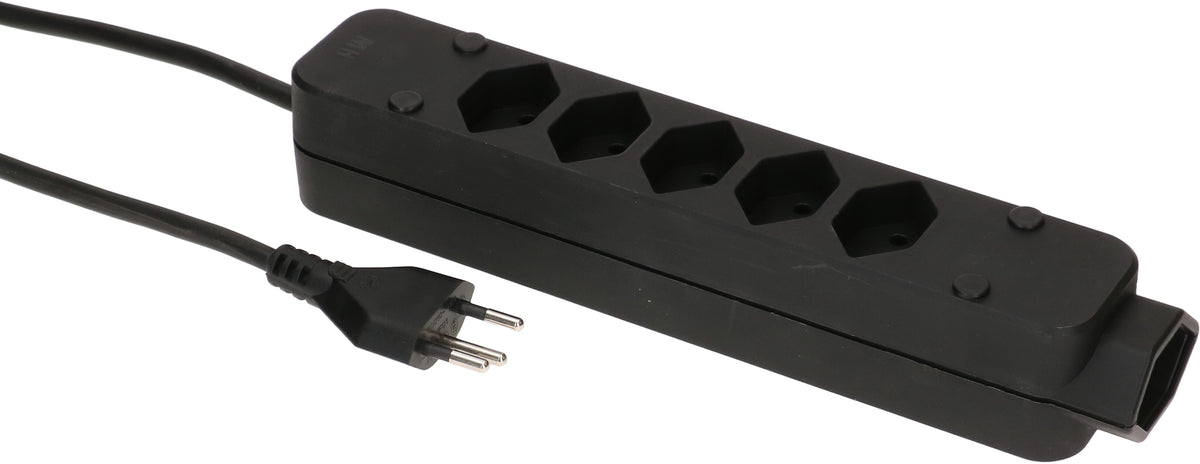 Max hauri connect Swiss Line Steckdosenleiste – 5+1× T13, 3 m, mit Überstromschutz, Magnet, schwarz