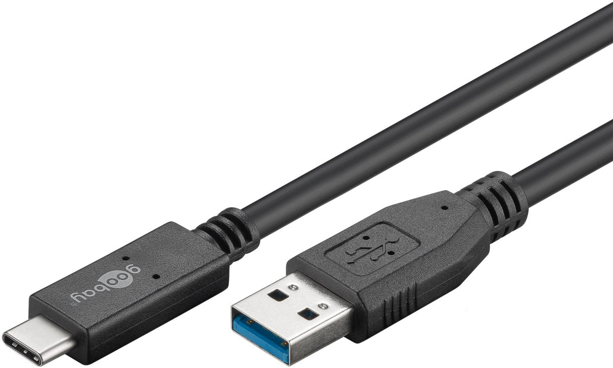 Goobay USB-A auf USB-C Kabel – USB 3.2 Gen 2 (10 Gbit/s) – 1 m – PD 60 W – PVC-Mantel – Schwarz