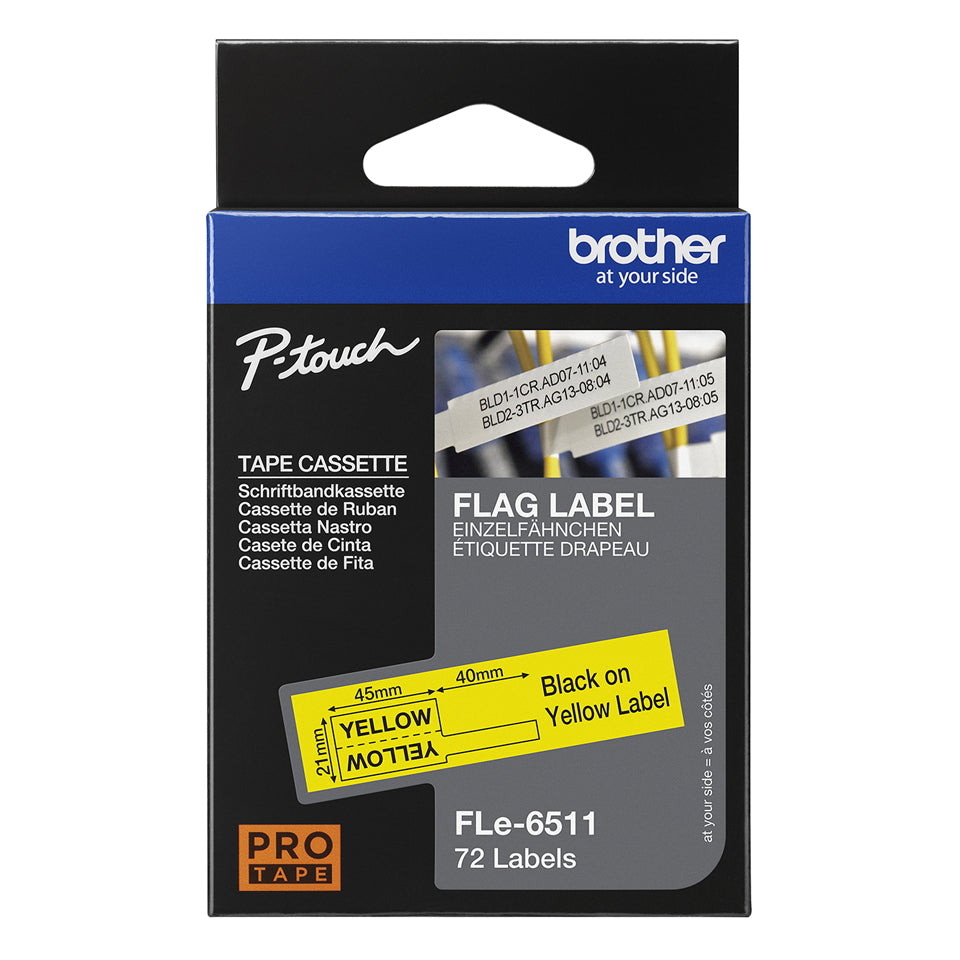 Brother Schriftband – 21 mm × 3,2 m, gelb, schwarz