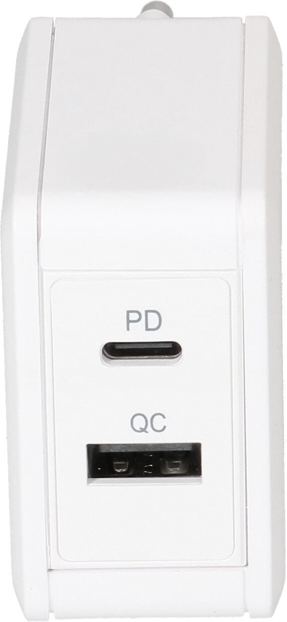 Max Hauri AG USB-Ladegerät 30 W – USB-C×1, USB-A×1 – PD 3.0, QC 4 – EU-Stecker (Typ C) – Weiss