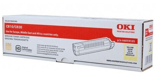 OKI Toner 44059105 – gelb, 8000 Seiten – für OKI C810/C830/C800 und andere