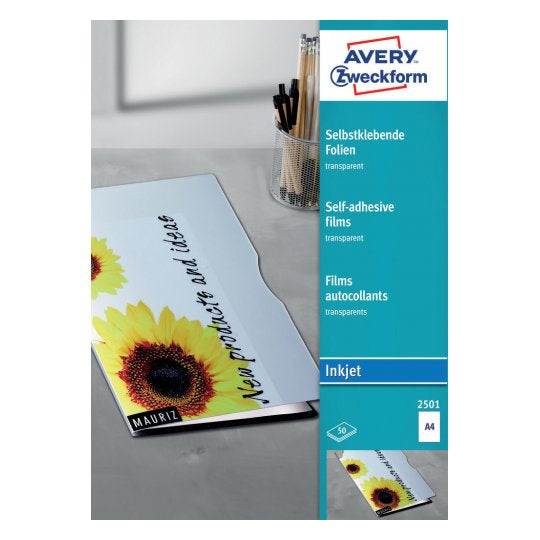 Avery Spezialfolie – für Inkjetdrucker, A4 (210 × 297 mm), 50 Blatt