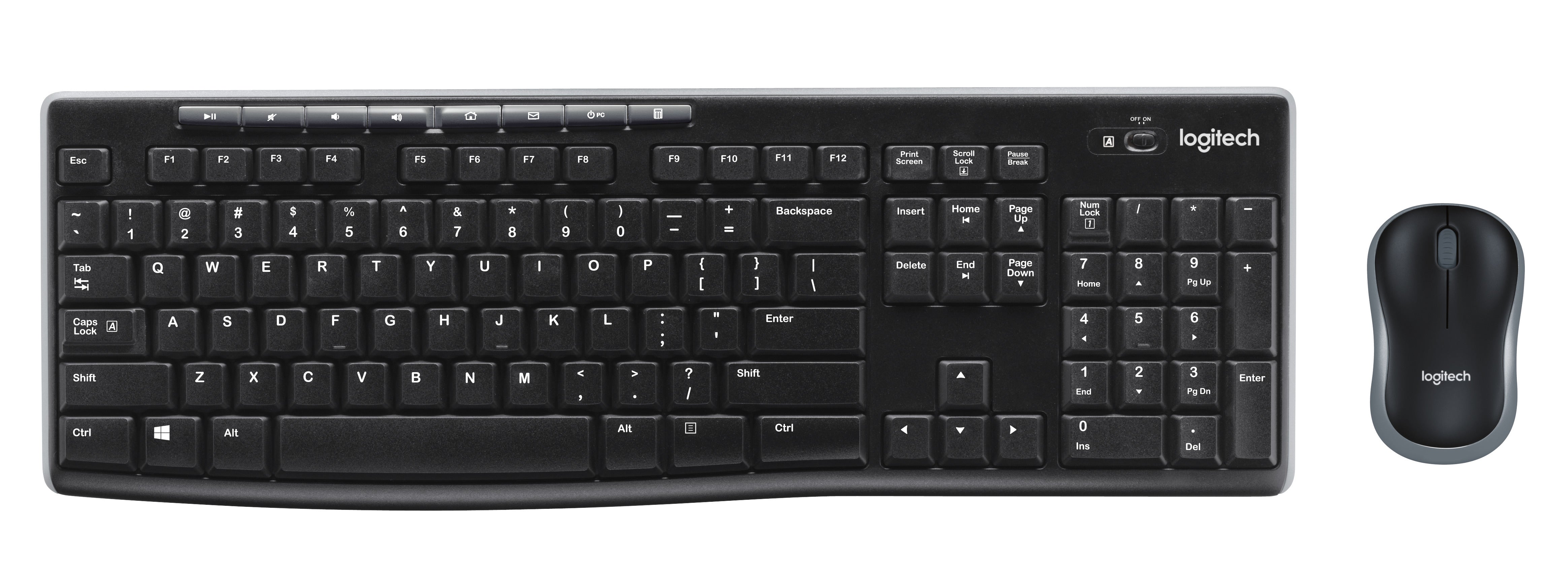 Logitech MK270 – Tastatur- und Maus-Set – 2,4 GHz USB-A (Unifying-Empfänger) – QWERTY (Nordisch) – Schwarz