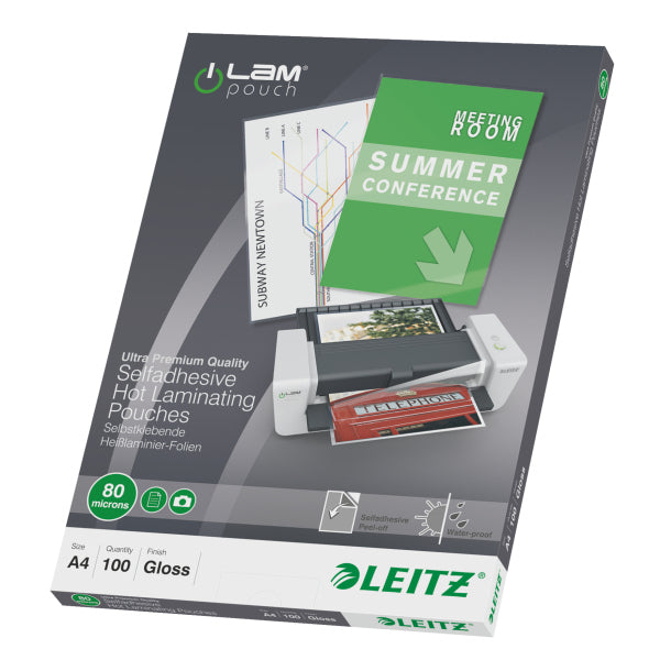 Leitz 33872 Laminierfolien A4 – 80 µm, Transparent, 100 Stück