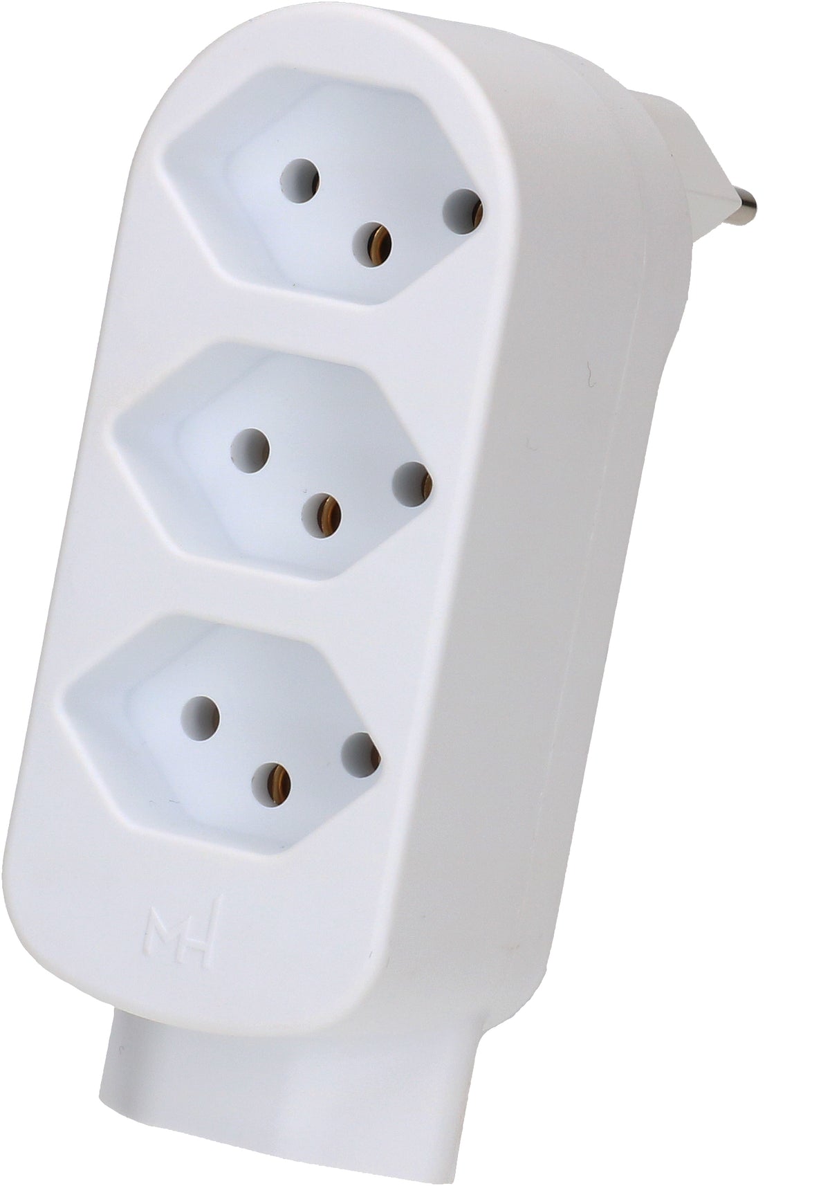 Max Hauri AG ADAPT Abzweigstecker – 3+1 Steckplätze Typ 13, T12 Stecker, 230 V, 10 A, 2300 W, drehbar, Weiss