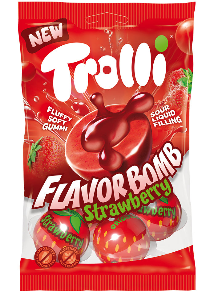 Trolli Flavorbomb Gummibonbons – Erdbeere – 75 g