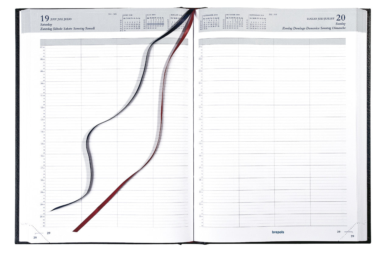 Brepols Bremax 1 Agenda – 1 Tag pro Seite, gebunden, 21 × 29 cm, 2026, 1/4-Stunden-Takt, Weinrot, FSC