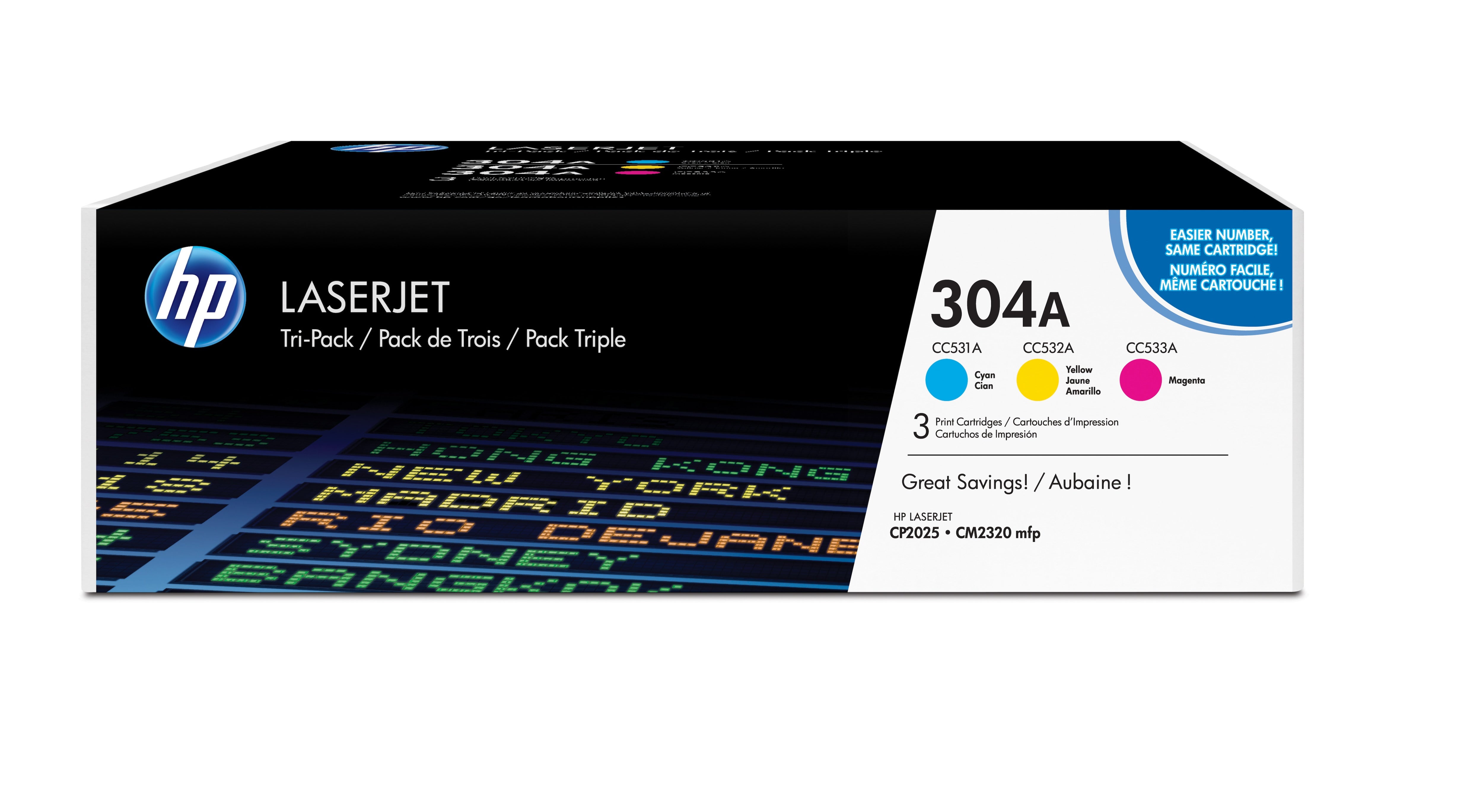 HP 304A (CF372AM) CMY Toner – Original – 3er-Pack (CMY) – je 2'800 Seiten – für HP