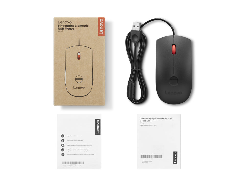 Lenovo FP USB MC G3 – Maus – Kabelgebunden (USB‑A), beidhändig, Schwarz