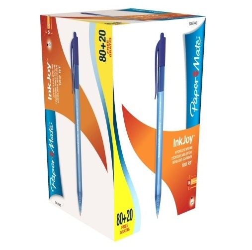 Papermate InkJoy 100 RT Kugelschreiber – 100er Pack, Blau, Druck