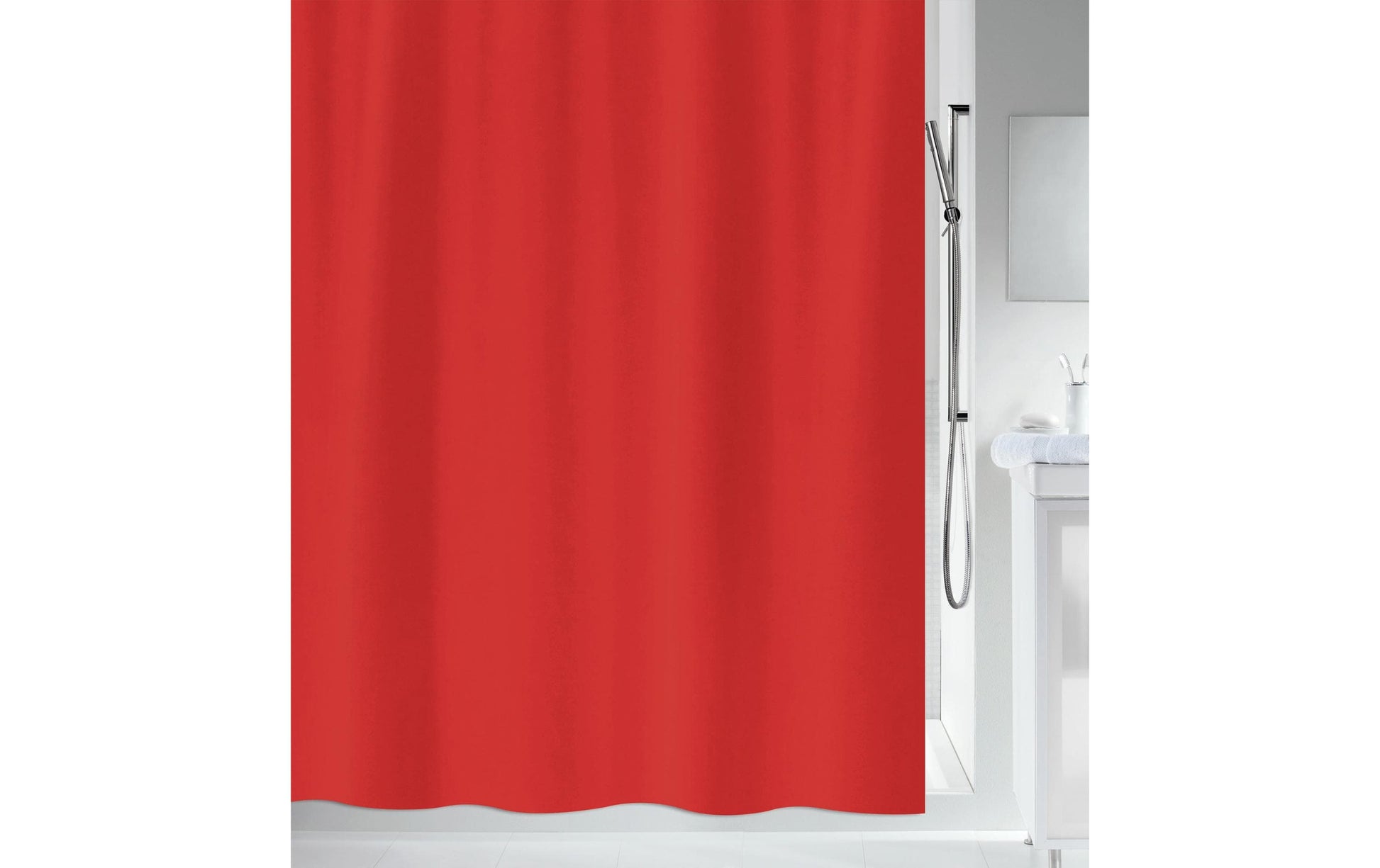 Spirella Primo Duschvorhang – 180 × 200 cm – Rot – Polyester – Waschbar bei 40 °C