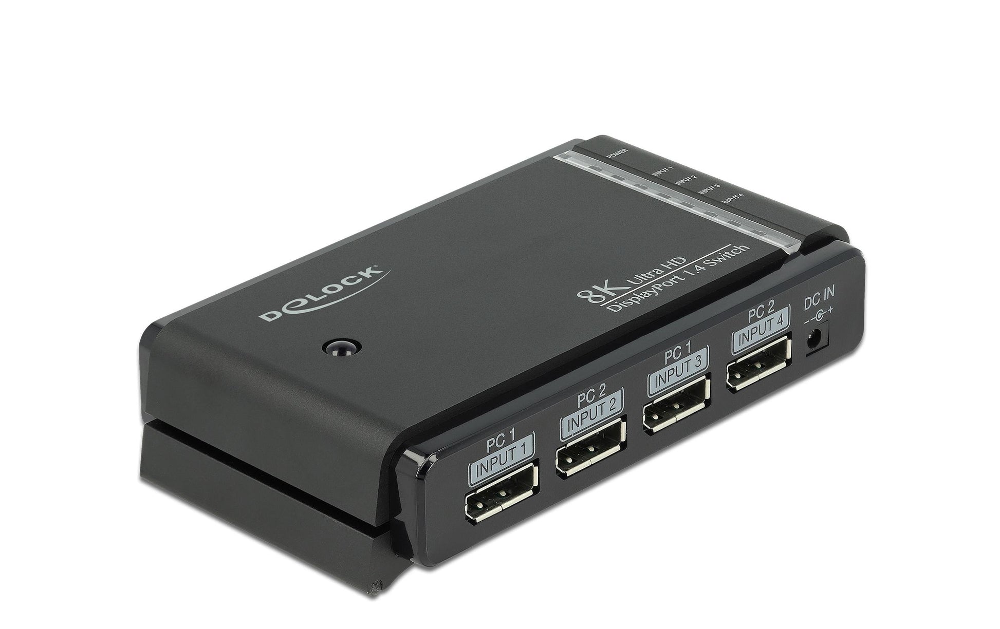 DeLOCK DisplayPort-Switch/Verteiler, 2×2, Fernbedienung, Schwarz