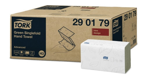 Tork Falthandtücher Z-Falz – 2-lagig, grün – 115 × 248 mm – für H3 – Karton 15 × 250 Blatt – Blauer Engel