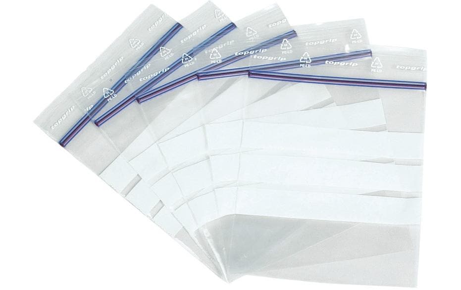 Topgrip Verschlussbeutel, transparent, mit Beschriftungsfeldern – 200 × 250 mm – 100 Stk.