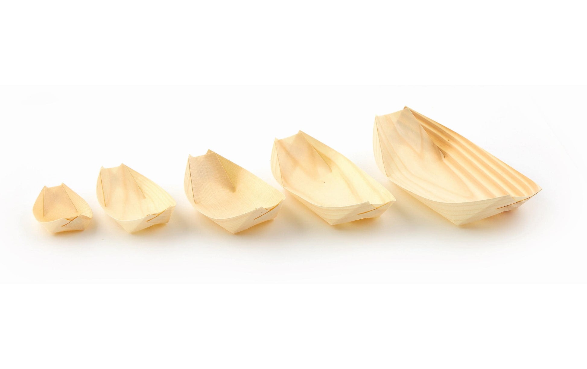 Sier Disposables Sier Fingerfood-Schale, Holz (Kiefer) – 140 × 77 mm, beige – FSC – 100 Stk.