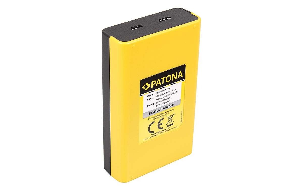 PATONA Dual Ladegerät NP-W235 Akkulader – für Fujifilm X-T4, NP-W235 – 2-fach, USB