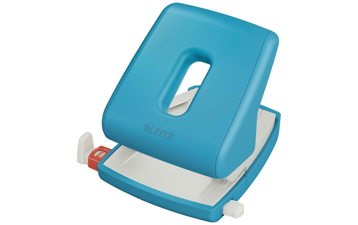 Leitz Bürolocher 50040061 – 2-Loch, Lochabstand 80 mm, 30 Blatt, bis A4, Ø5,5 mm – Blau – Metall