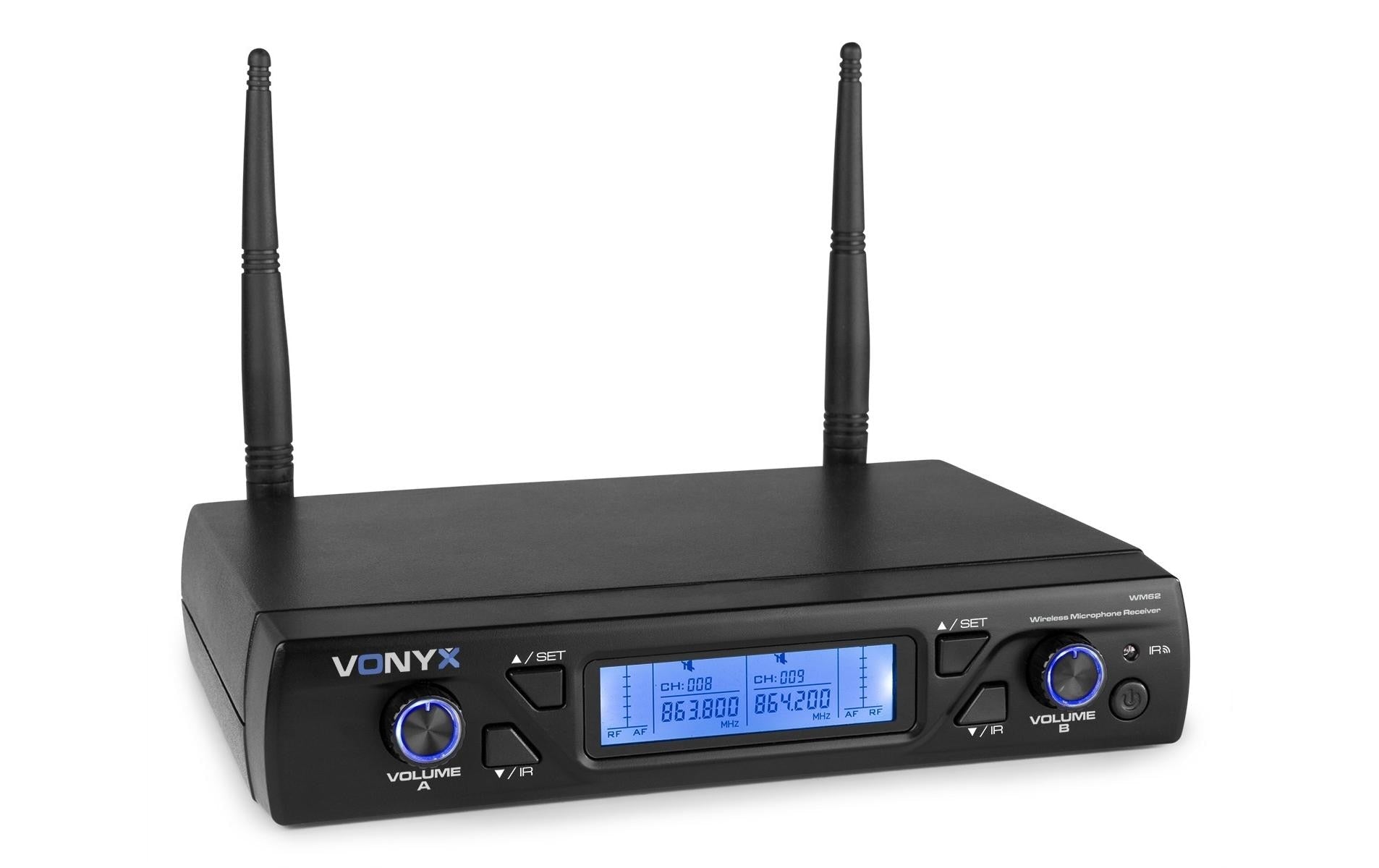 Vonyx WM62 – Bühnenmikrofon 2er-Set – XLR, 6,35 mm Klinke, Kabellos (UHF), 40–17'000 Hz