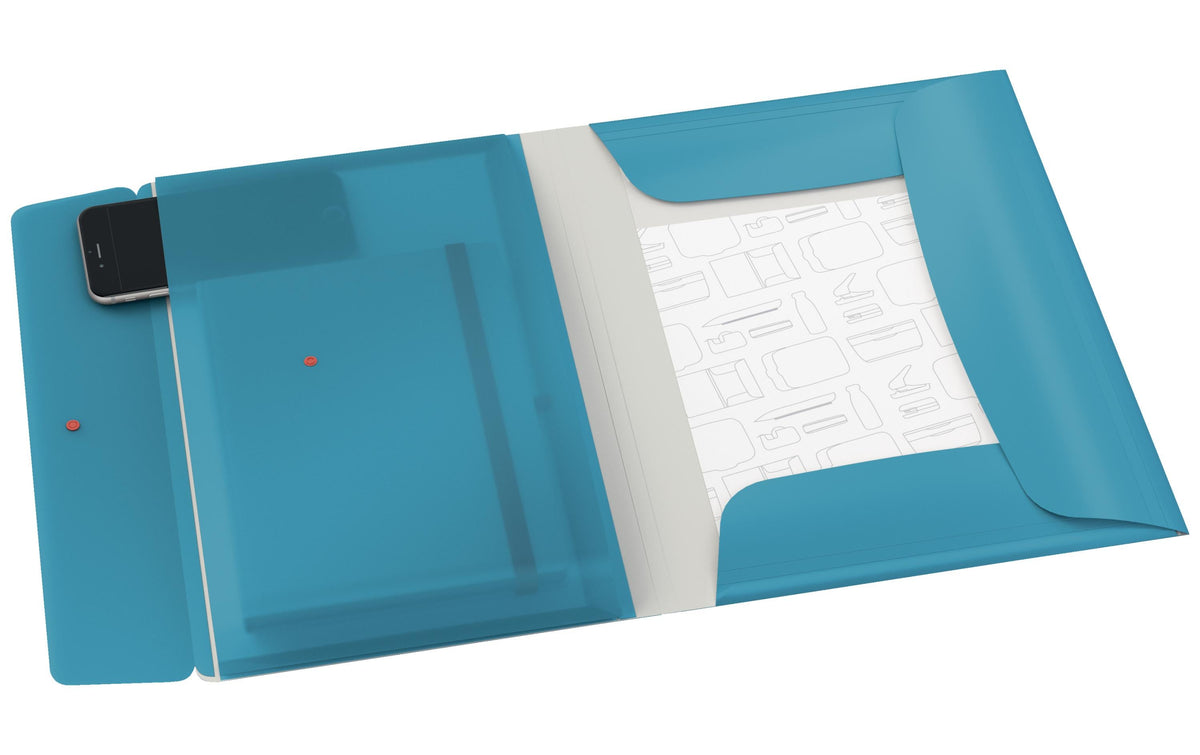Leitz Gummibandmappe A4 – Karton, Blau, Innentasche, bis 150 Blatt