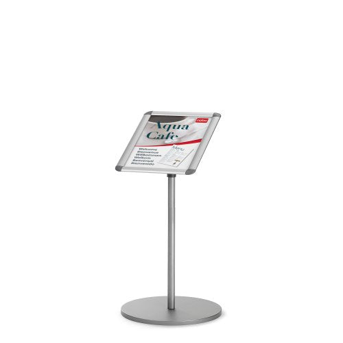 Nobo Infoständer Premium Plus – für A3 hoch/quer, silber/hellgrün, Metall, 300×300×900 mm