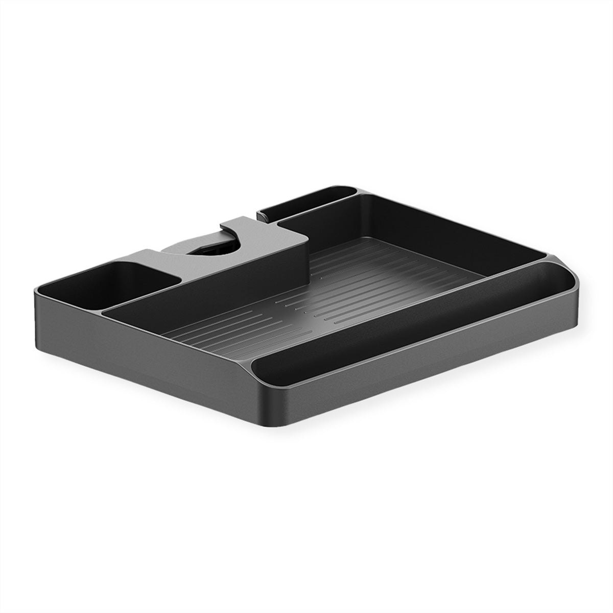 VALUE AV-Wandregal (Stangenmontage) – 1 Regal, bis 3 kg, Kabelmanagement – für Stangen 30–48 mm – Schwarz